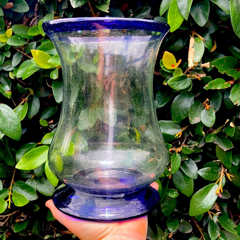 Mexican blown glass vase planter bubbles